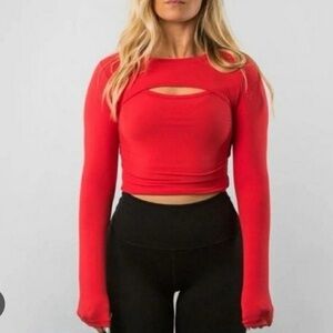 Red crop top long sleeve